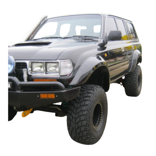 80 Series Front & Rear Flares 80mm wide, uses GXL mudflaps